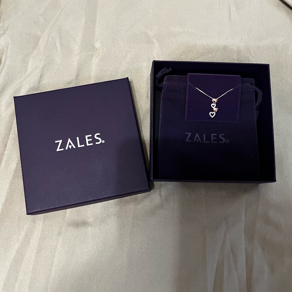 Zales Diamond accent alternating heart pendant in sterling silver 10k rose gold